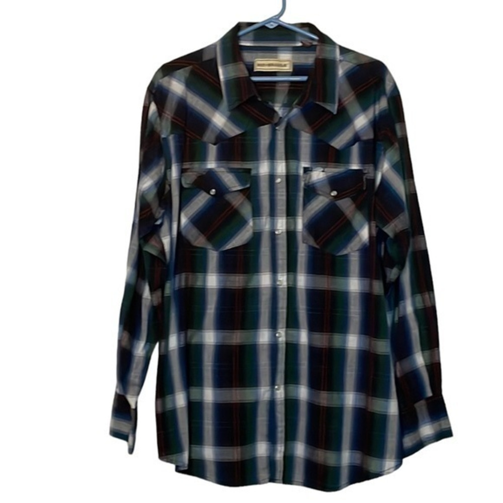 New Plus Size Women's Long Sleeves Bit & Bridle Plaid Button Down Shirt Size 2X‎